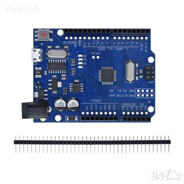 Микроконтролер Arduino Uno R3 CH340G Micro USB, снимка 1