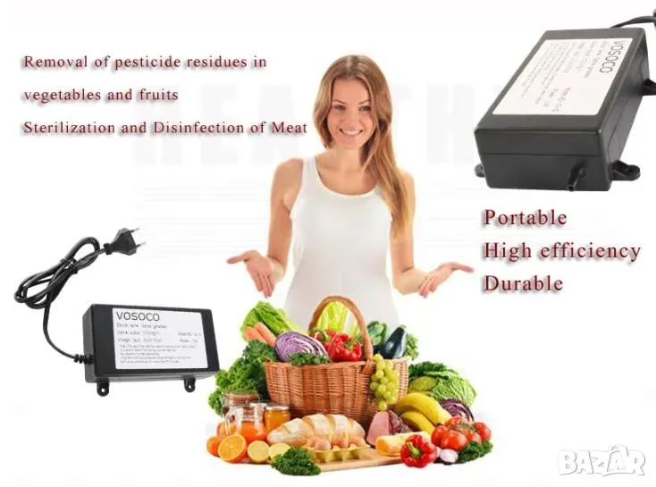 Преносим Озон Генератор на Озон Почистваща Машина за Вода Зеленчуци Плодове Месо Миризми 10W 1000mgh, снимка 1