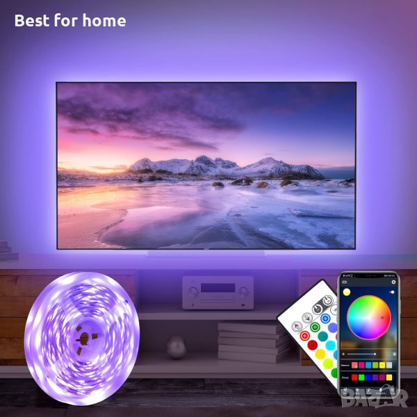 LED лента Bluetooth TV LED светлина за 85-100 инча RGB 5050, 7,5 m,Синхронизиране с музика, снимка 1