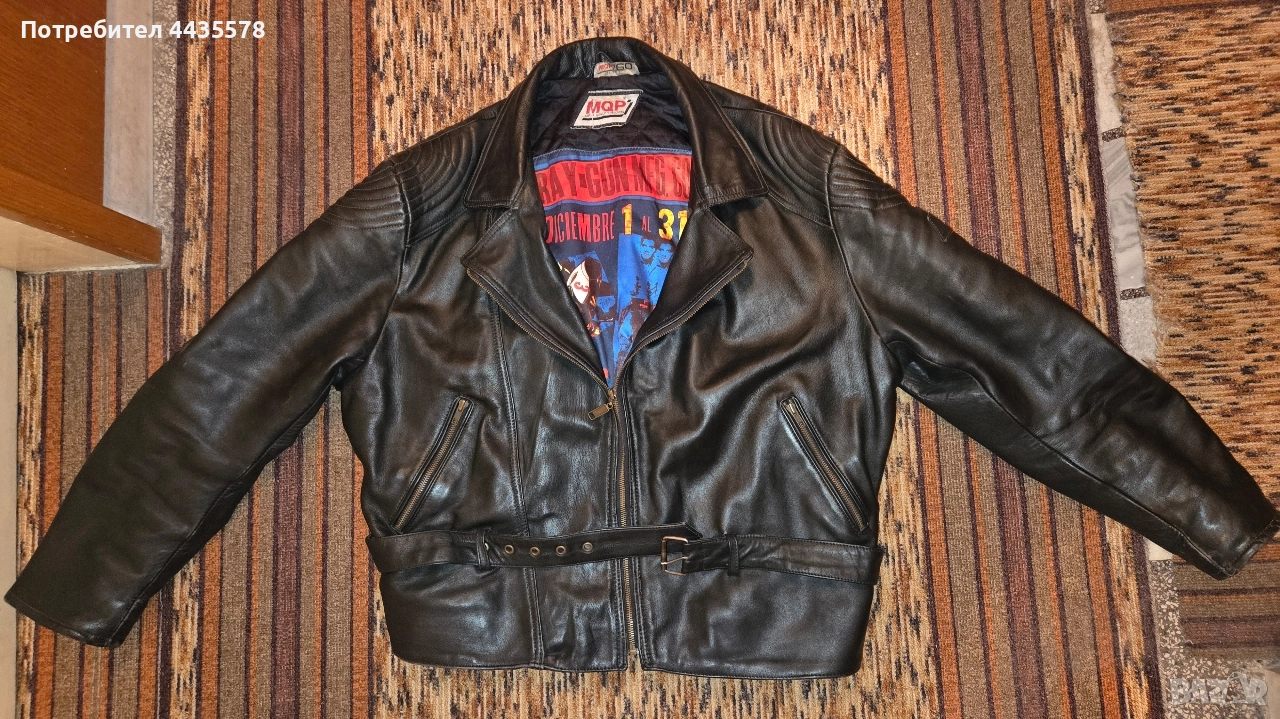 Кожено мото яке тип рокерско (рокерия) от естествена кожа, снимка 1