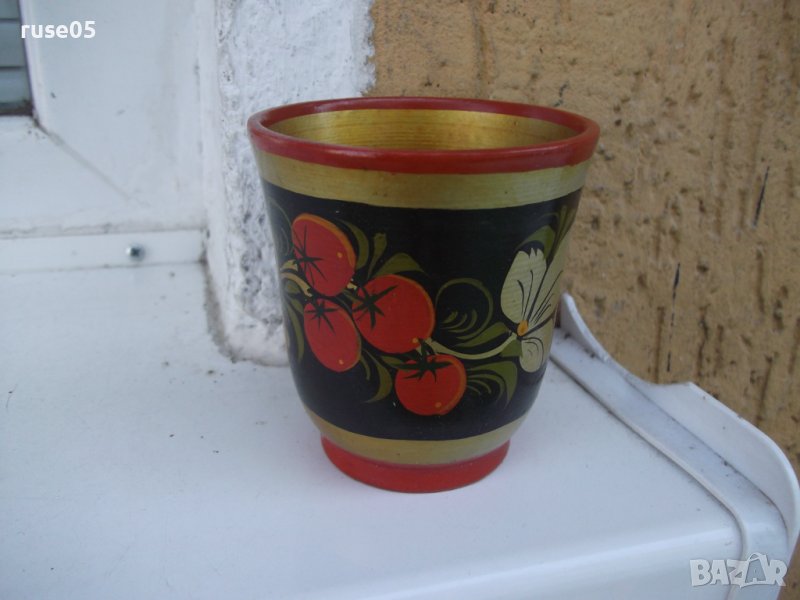 Чаша дървена рисувана, снимка 1