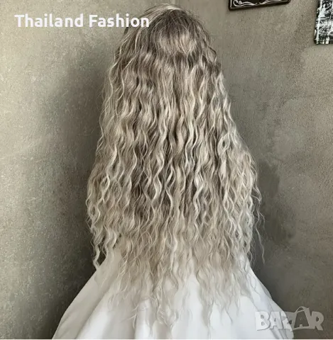 "ОМБРЕ" елегантна сива вълнообразна перука, снимка 6 - Аксесоари за коса - 49852353