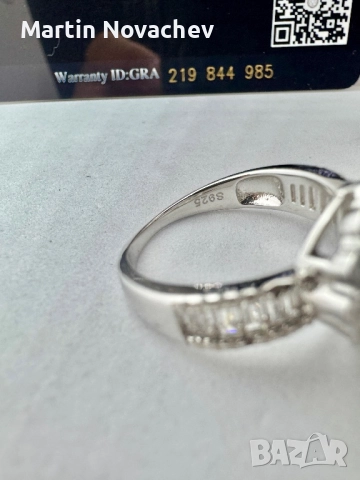 Сребърен пръстен с мойсанит (Диамант) 2 карата, снимка 8 - Пръстени - 52252905