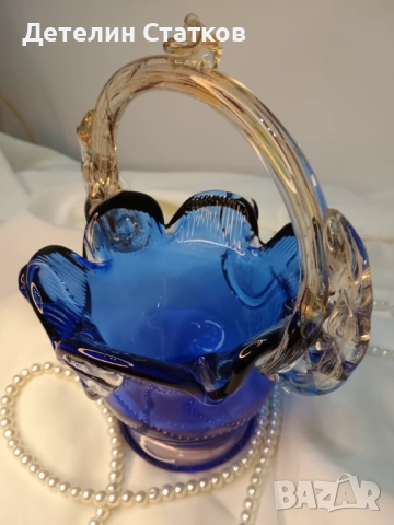 Ретро Стъклена кошничка Мурано за колекционери, снимка 2 - Декорация за дома - 52046678