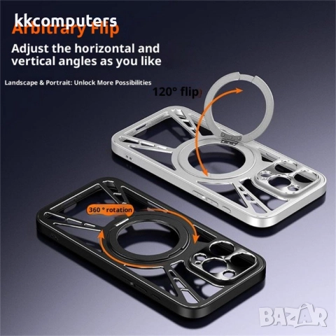 Магнитен калъф за OnePlus 15 5G- TPU + PC + Метал, MagSafe, Стойка, Защита от прегряване, Вкл. Проте, снимка 4 - Резервни части за телефони - 52610739