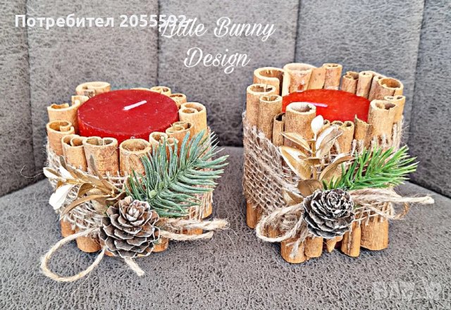 Коледна свещ с канелени пръчици , снимка 11 - Коледни подаръци - 38725580