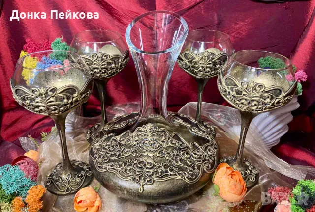 Ръчно изработен сервиз за вино от 5 части