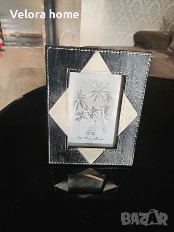 Кожена черно-бяла рамка за снимка, снимка 2 - Декорация за дома - 53398237