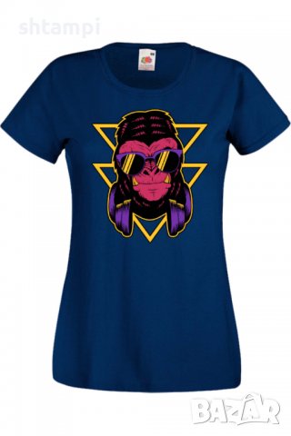 Дамска Тениска monkey with headphones,Изненада,Повод,Подарък,Празник                   , снимка 6 - Тениски - 37641187