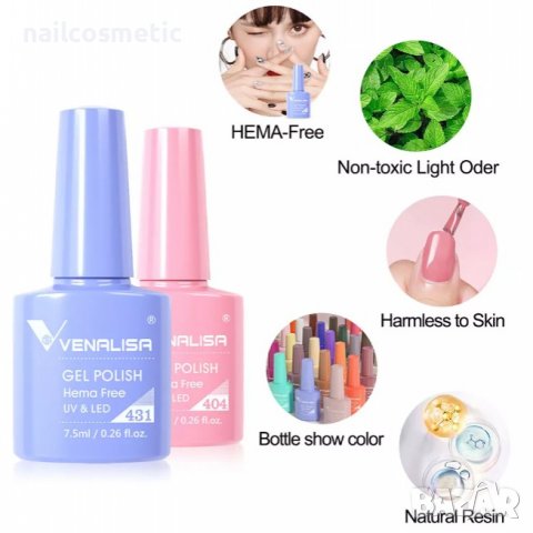 НОВО! VENALISA UV&LED ГЕЛ ЛАК ПЛЪТЕН ЦВЯТ - VIP4, снимка 3 - Продукти за маникюр - 37588232