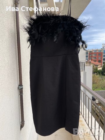 Разкошна нова черна парти коктейлна строго официална рокля Mohito пера пухчета , снимка 9 - Рокли - 42094065