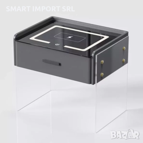 Интелигентно нощно шкафче Smart Heater Led, безжично зареждане, сив