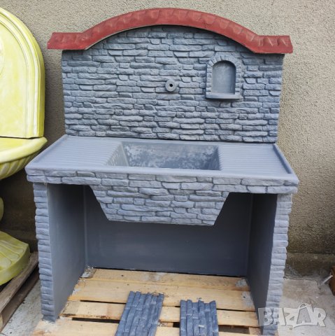 Градинска чешма мивка Elena с плот външна дворна в сив цвят, снимка 3 - Градински мебели, декорация  - 43938199