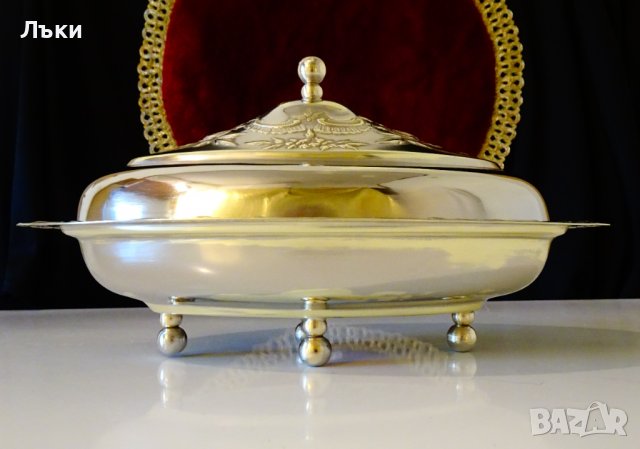 Бронзов съд за сервиране с капак,рози,барок. , снимка 3 - Антикварни и старинни предмети - 38585929