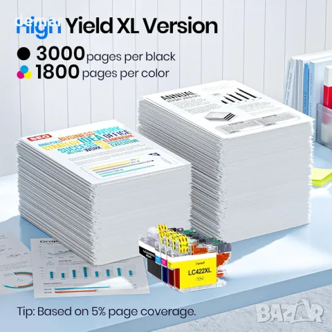 Мастилени касети Gureef LC422XL за Brother MFC-J5340DW, MFC-J6540DW, MFC-J5345DW, MFC-J5740DW, снимка 3 - Консумативи за принтери - 49869141