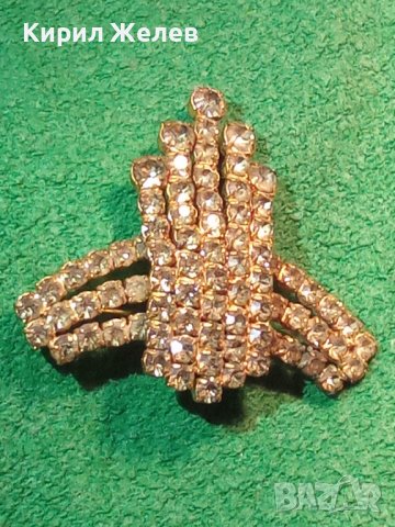 СТАРА ПОЗЛАТЕНА РЕТРО АРТ ДЕКО БРОШКА с ПРЕКРАСНИ БОХЕМСКИ ФАСЕТИРАНИ ЮВЕЛИРНО КРИСТАЛИ 27880, снимка 2 - Антикварни и старинни предмети - 37128345