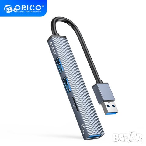 Orico хъб USB3.0/2.0 HUB 3 port + card reader, Aluminum - AH-A12F-GY, снимка 2 - Други - 43061311