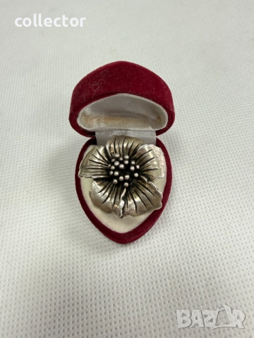 Сребърен пръстен с флорален мотив - Магнолия. №7795, снимка 2 - Пръстени - 52928409