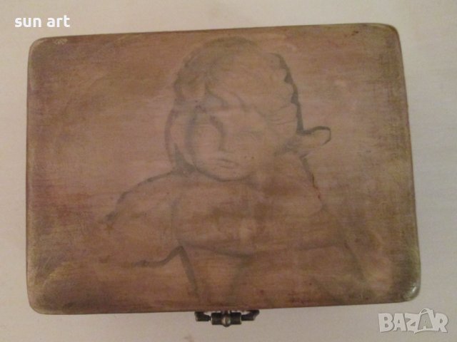 стара дървена кутийка с ангелче, снимка 5 - Декорация за дома - 37125120