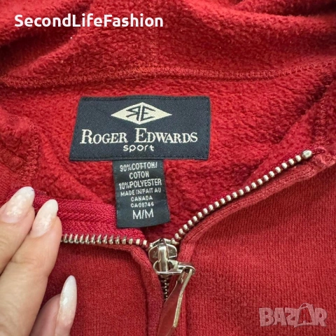 Мъжко спортно яке Roger Edwards Sport с лого, червено и цип, размер M, Канада, снимка 3 - Якета - 53396385