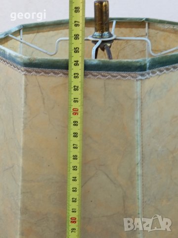 Настолна лампа с бронзов обков и плафон от кожа, снимка 8 - Антикварни и старинни предмети - 43667213