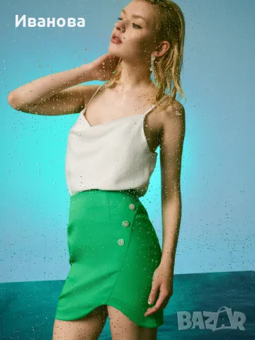 Стилна лятна пола в зелен цвят на бранда Мохито, снимка 5 - Поли - 50435014