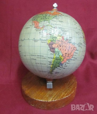 Винтич Мини Глобус с Дървена Поставка, снимка 6 - Антикварни и старинни предмети - 37030930