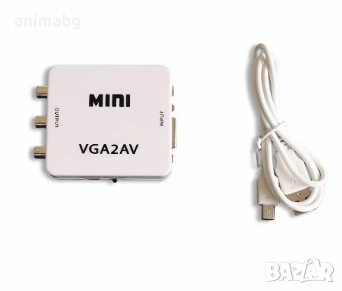 ANIMABG VGA към AV RCA преобразувател с аудио адаптер за връзка на PC компютър Laptop лаптоп таблет , снимка 3 - Кабели и адаптери - 44060721