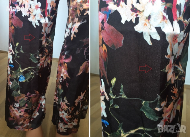 С размер Нов Италиански Дамски Летен Панталон New Collection Pink Широк Флорален Черен Цветен Шарен, снимка 18 - Панталони - 51823643