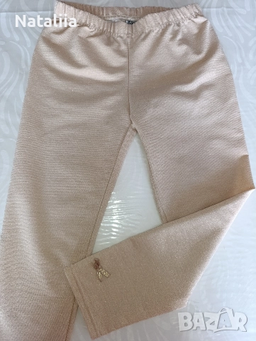 Нарядни бежови лосини с блясък Tape à l’Oeil – 10 г. / 140 см, снимка 3 - Детски панталони и дънки - 52773406