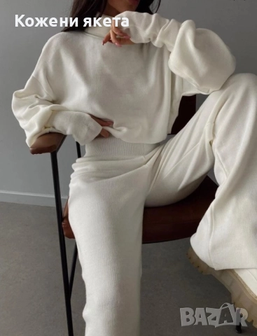 Бял комплект от плетиво, снимка 2 - Комплекти - 52451033