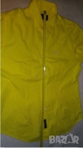 Жълта памучна риза с дълъг ръкав на Armani jeans размер М, снимка 8 - Ризи - 25119189