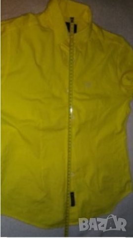 Жълта памучна риза с дълъг ръкав на Armani jeans размер М, снимка 8 - Ризи - 25119189