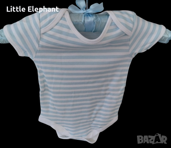 Боди с къс ръкав за 12-18 мес мом бяло и светло синьо бяло райе,Англия/ново