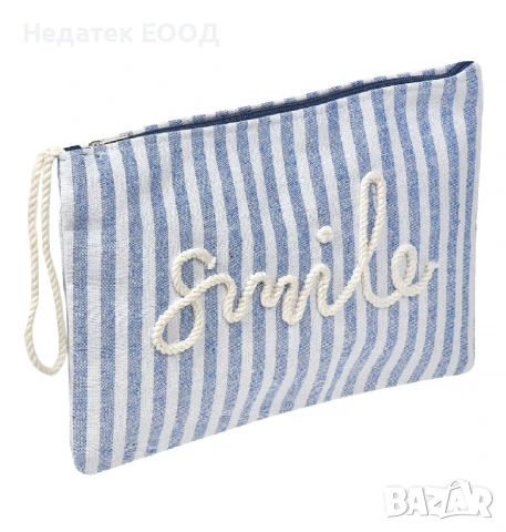 Несесер за таолетни принадлежности, Бял - Син, 32x22 см.