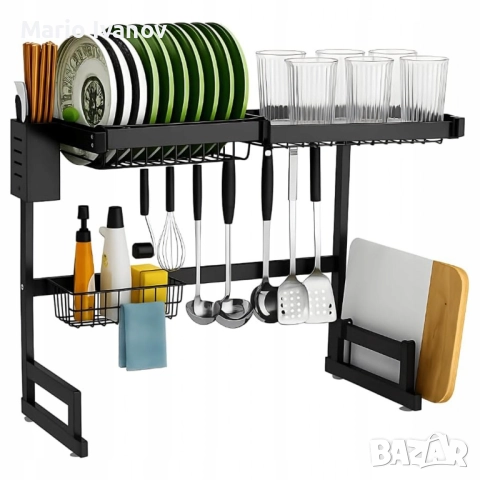 Двуетажен сушилник за съдове с поставка за дъска за рязане, снимка 10 - Аксесоари за кухня - 52844471