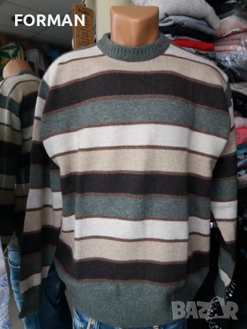 Мъжки зимен пуловер в кафяво-зелени райета в Пуловери в гр. Тетевен -  ID37706681 — Bazar.bg