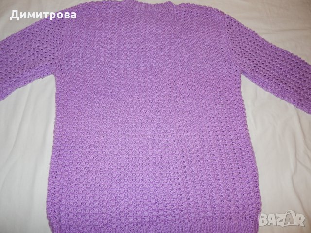 Лилава блуза- ръчно плетиво Л размер, снимка 11 - Блузи с дълъг ръкав и пуловери - 27306342
