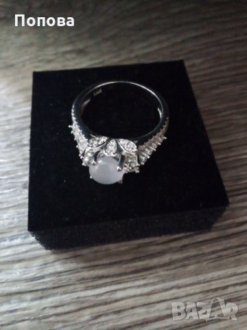 Лукс сребърен пръстен с розов кварц и циркони-3, снимка 3 - Пръстени - 28995124