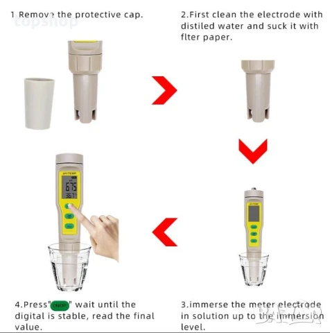 Нов, Неотварян Многофункционален тестер за качество на водата PH-03, снимка 2 - Друга електроника - 50494811