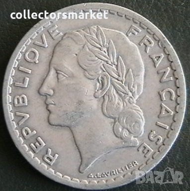 5 франка 1948 (отворена 9), Франция, снимка 2 - Нумизматика и бонистика - 28434480