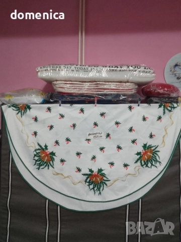  Коледни кръгли покривки за маса, снимка 6 - Покривки за маси - 52474696