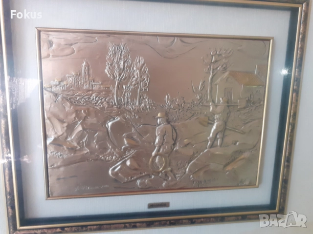 Стара сребърна картина с множество маркировки и хубава рамка, снимка 2 - Антикварни и старинни предмети - 51498122