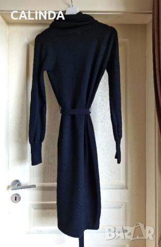 Mango плетена миди черна рокля с колан, снимка 3 - Рокли - 52159471