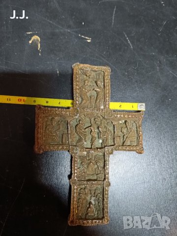 Уникален,стар меден кръст,ръчна изработка/Old antique copper cross, снимка 3 - Антикварни и старинни предмети - 43944720