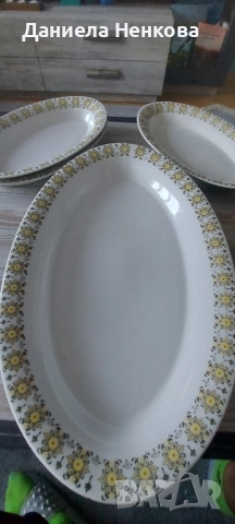 Комплект керамични овални чинии за сервиране , снимка 3 - Прибори за хранене, готвене и сервиране - 52409588