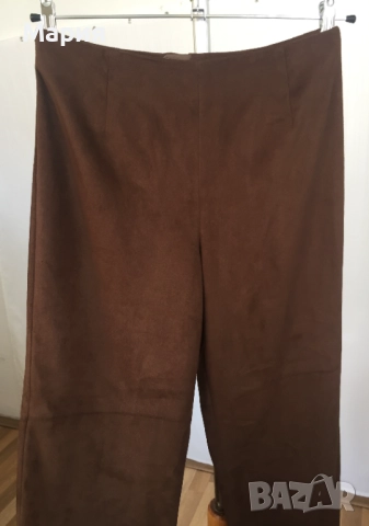 С / М Нов Дамски Панталон Yansi Fugel Имитира Велур Кафяв Есенен Зимен, снимка 2 - Панталони - 51825842