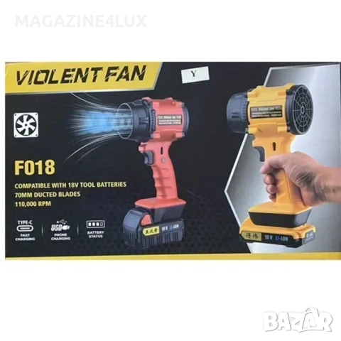 Мощен акумулаторен вентилатор Violent Fan F018 – 110,000 RPM, снимка 8 - Други инструменти - 51681266