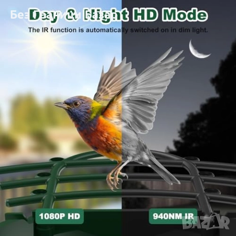 Нова Хранилка за диви птици с камера 1080P соларна  с нощно виждане, снимка 3 - Други стоки за дома - 52816056