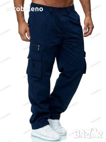 Мъжки свободни прави карго панталони с множество джобове, 4цвята , снимка 5 - Панталони - 43545490
